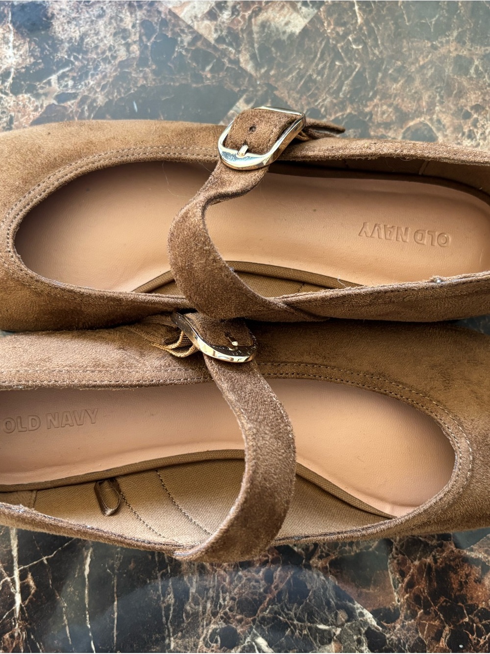 Old Navy Brown Suede Mary Jane Flats with Buckle